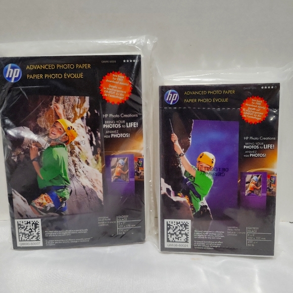 HP advanced photo paper lot of 2, sealed 5"×7 & 4"×6. - Picture 1 of 5